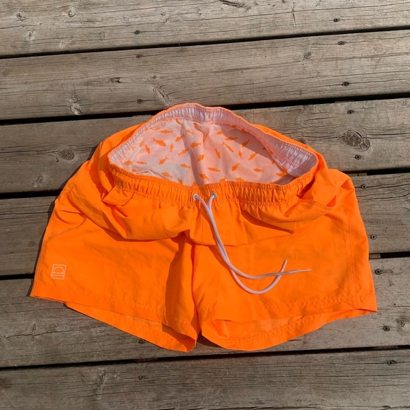 💜 Marks & Spenser Mens Bright Orange Swim Trunks Size Large - Picture 3 of 7